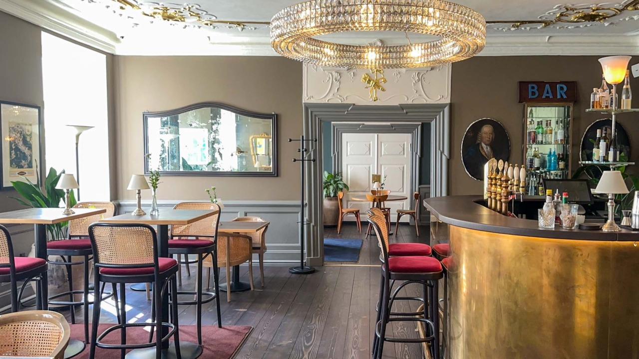 En smuk stue hos Jørgensens Hotel i Horsens.