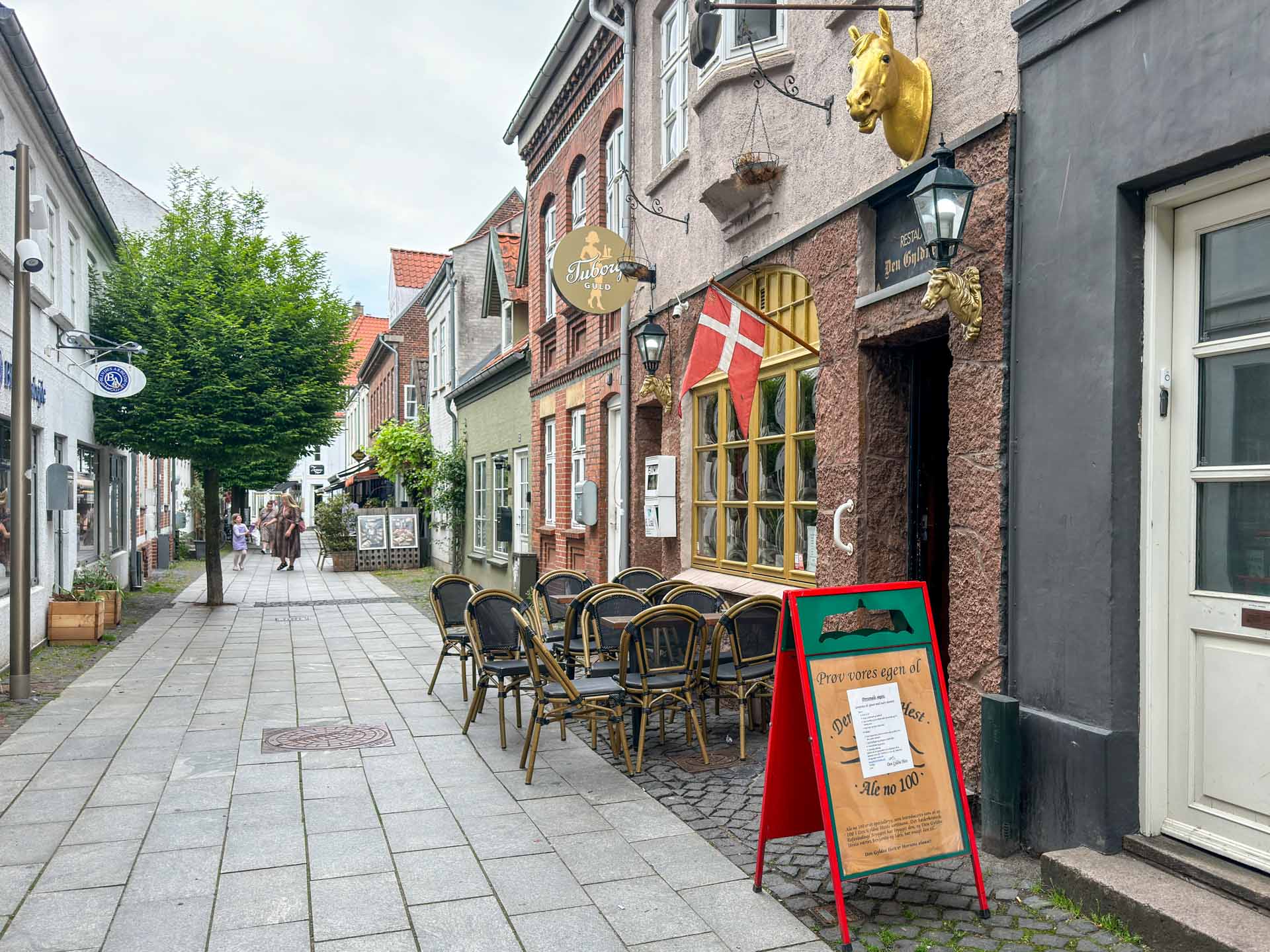 Den Gyldne Hest ligger i Thonbogade i Horsens.