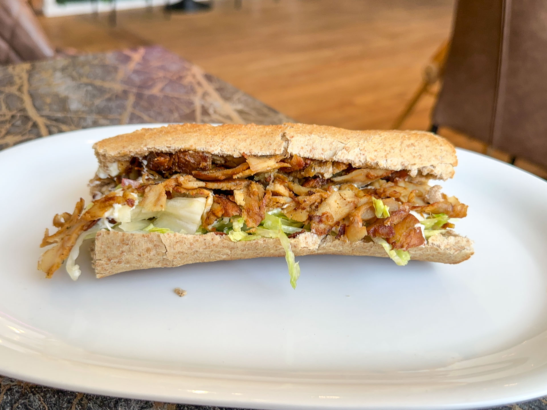 En lille sandwich hos Tobclas. Man kan vælge flere størrelser. 