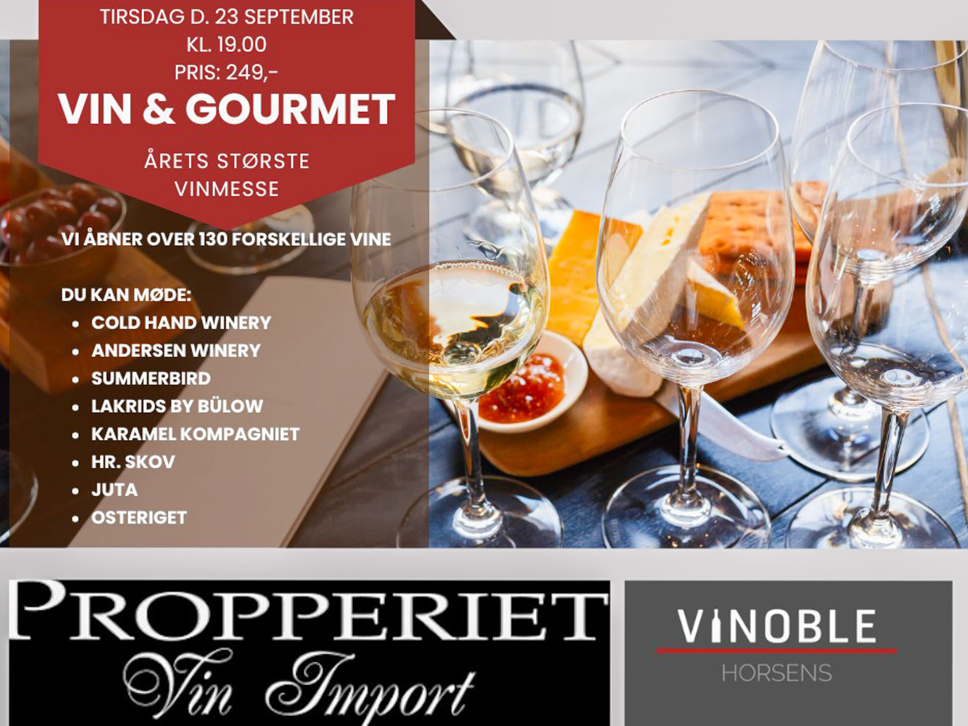 Vinoble Horsens afholder Vin & Gourmet 2025