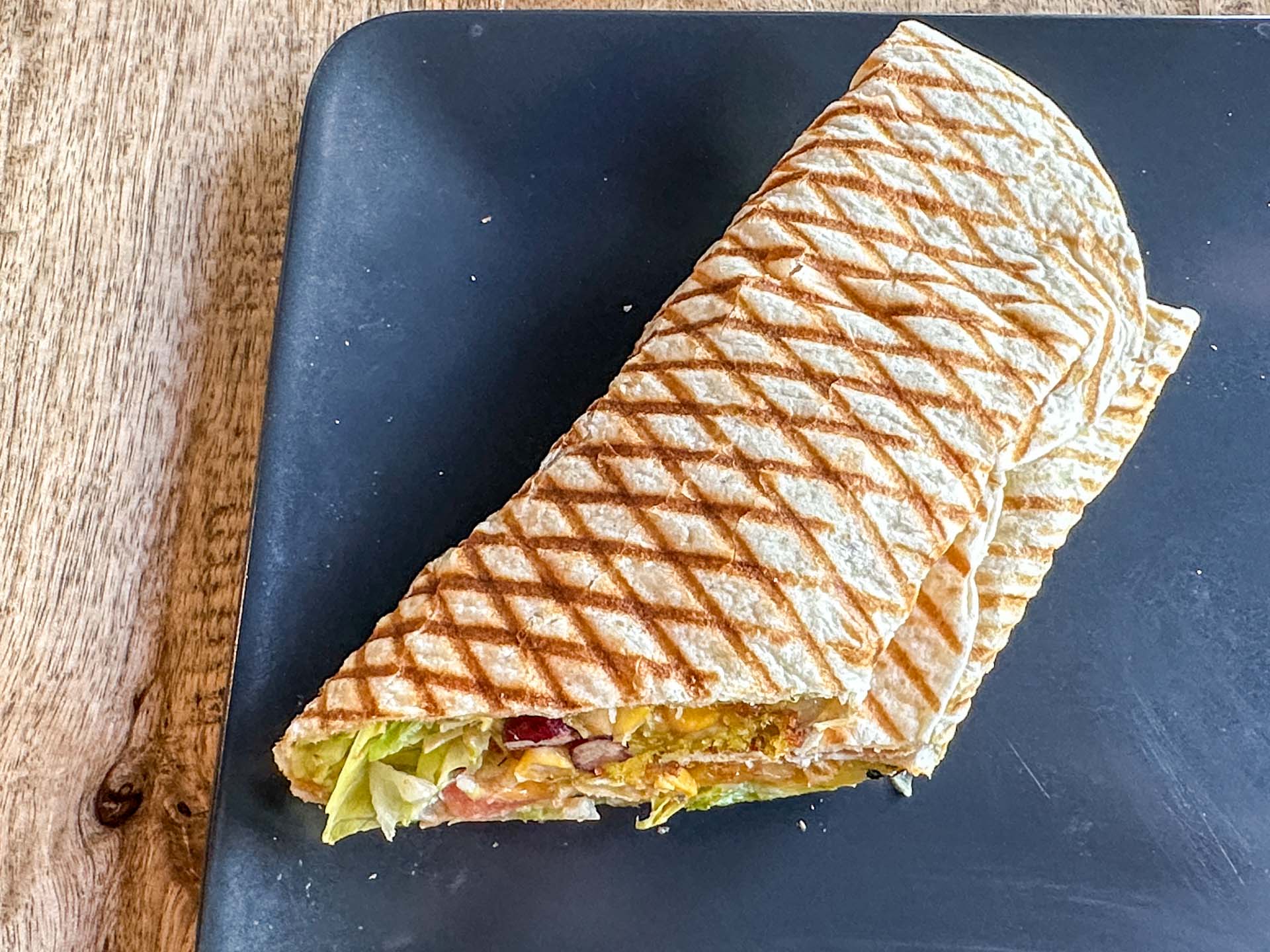 Tortillabrødet var ristet hos Sunshine Sandwich Bar Horsens.