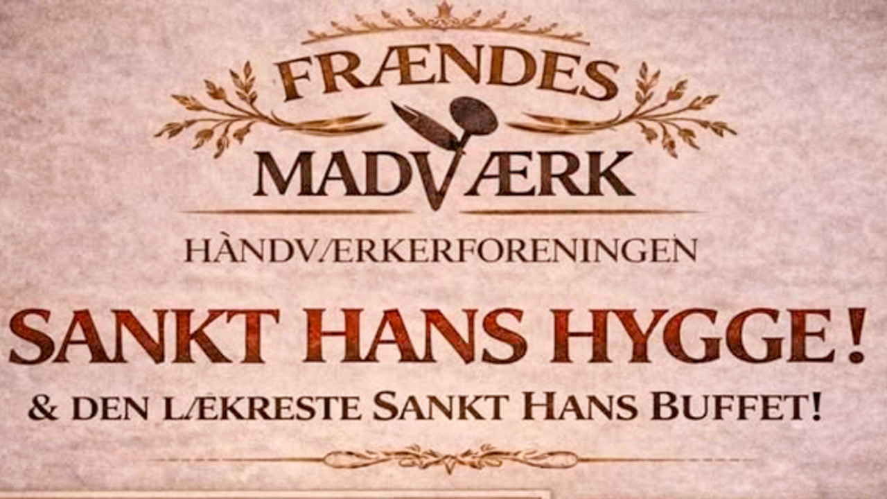 Frændes Madværk i Håndværkerforeningen serverer buffet til Sankt Hans 2026.